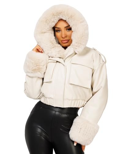 Keeper & Co Hemingford Women's Cropped Hooded Faux Fur Bomber Jacket