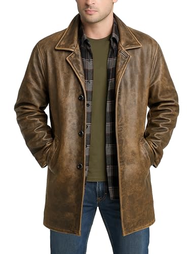 Keeper & Co Hawthorn Men's Genuine Leather Mid-Length Trench Coat