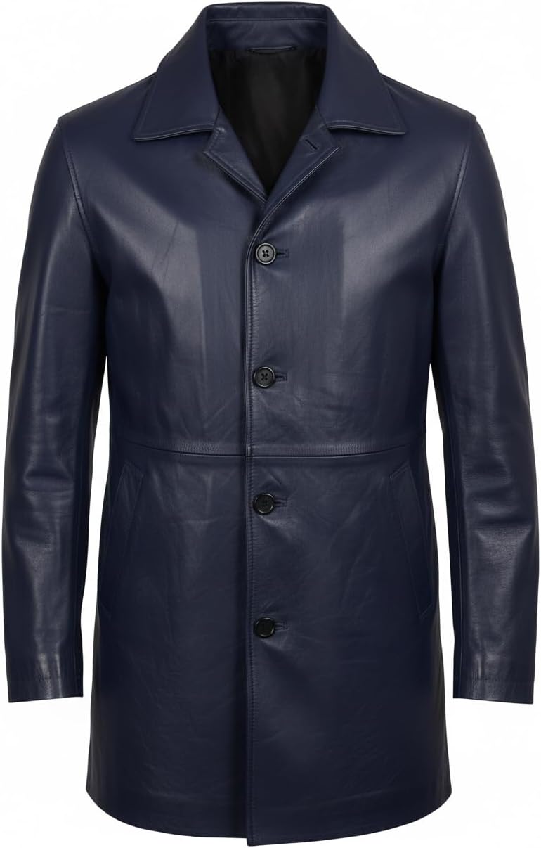 Keeper & Co Hawthorn Men's Genuine Leather Mid-Length Trench Coat