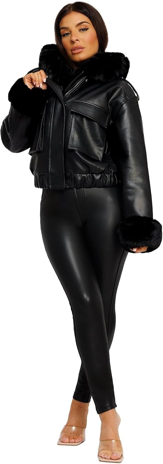 Keeper & Co Hemingford Women's Cropped Hooded Faux Fur Bomber Jacket