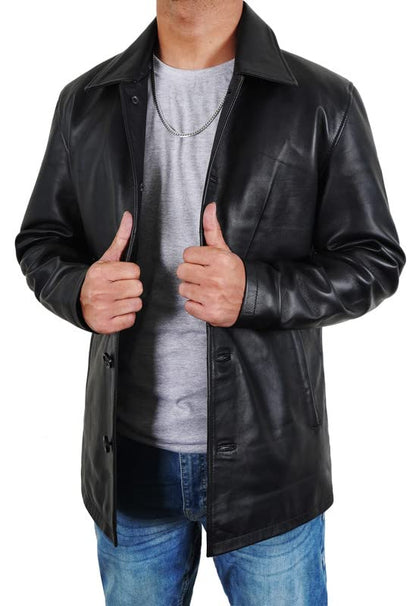 Keeper & Co Hawthorn Men's Genuine Leather Mid-Length Trench Coat