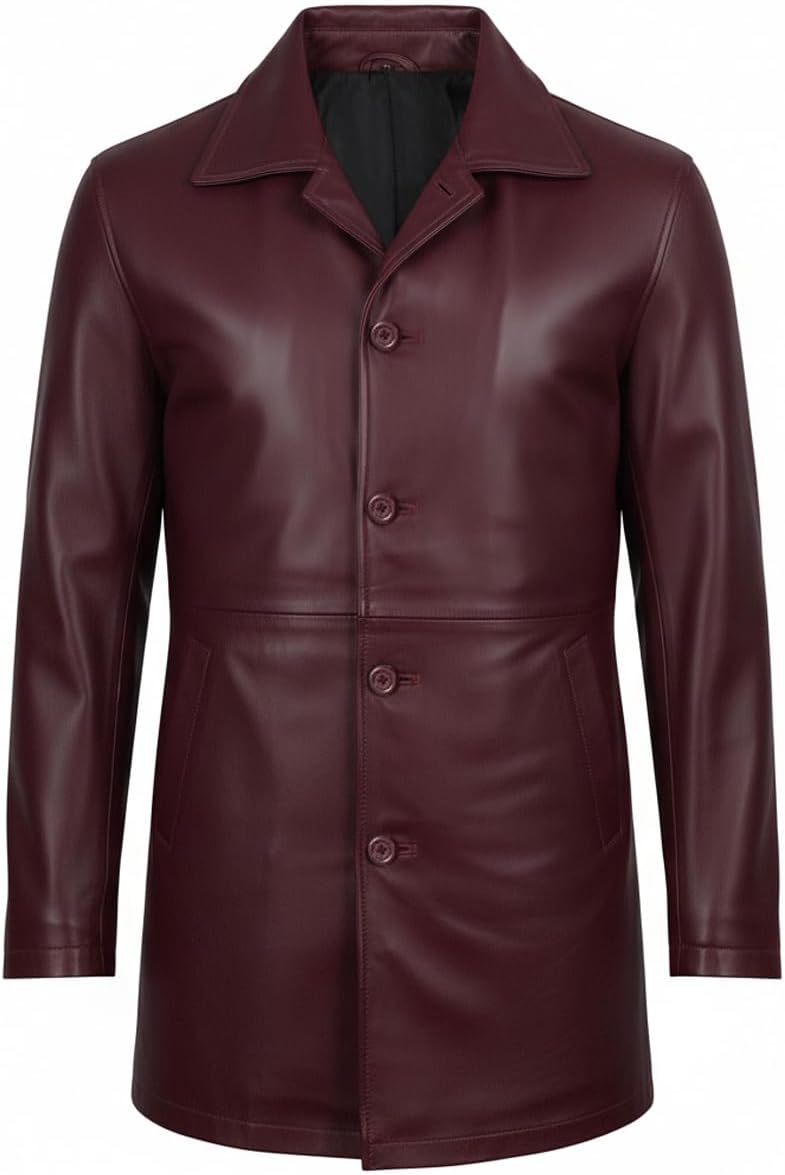 Keeper & Co Hawthorn Men's Genuine Leather Mid-Length Trench Coat