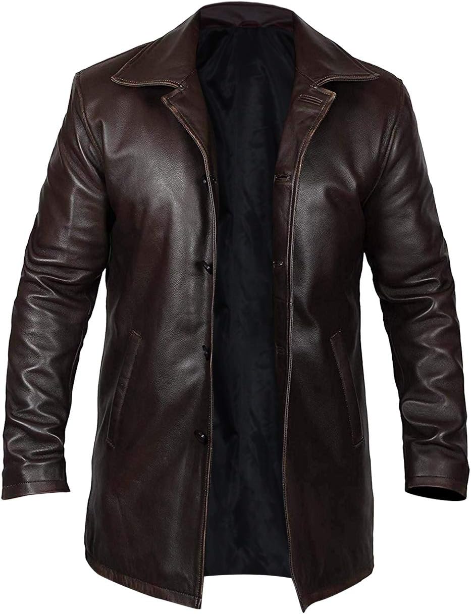 Keeper & Co Hawthorn Men's Genuine Leather Mid-Length Trench Coat