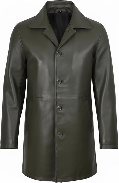 Keeper & Co Hawthorn Men's Genuine Leather Mid-Length Trench Coat