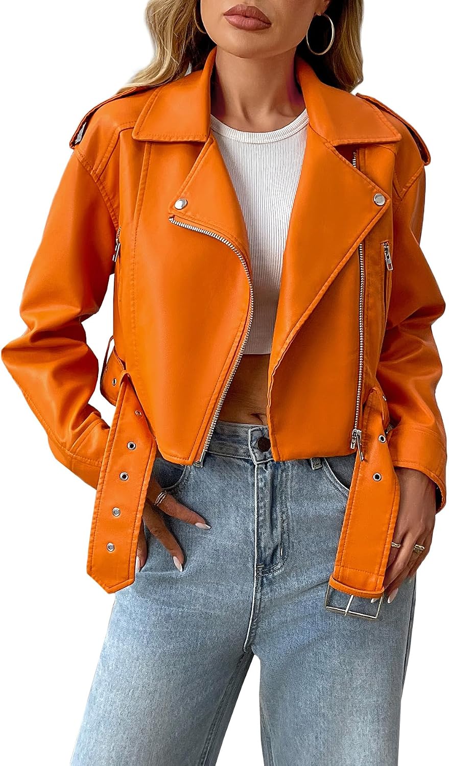 Keeper & Co Gainsborough Women's Cropped Faux Leather Biker Jacket