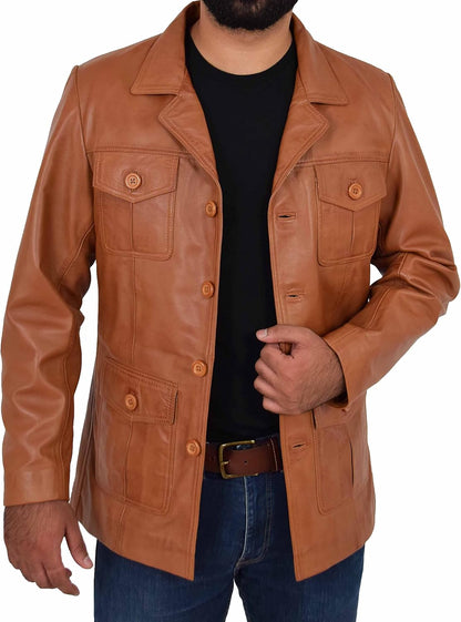 Keeper & Co Whitby Men's Slim-Fit Leather Safari Jacket