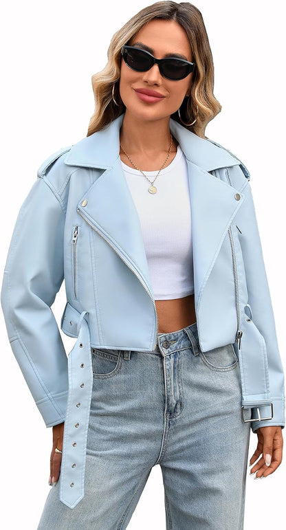 Keeper & Co Gainsborough Women's Cropped Faux Leather Biker Jacket
