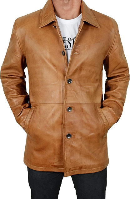 Keeper & Co Hawthorn Men's Genuine Leather Mid-Length Trench Coat