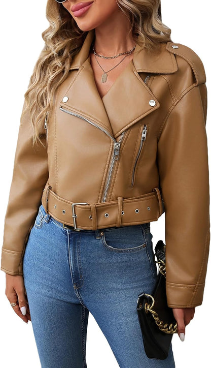 Keeper & Co Gainsborough Women's Cropped Faux Leather Biker Jacket