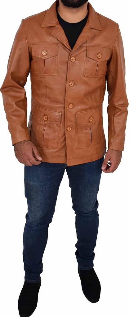 Keeper & Co Whitby Men's Slim-Fit Leather Safari Jacket