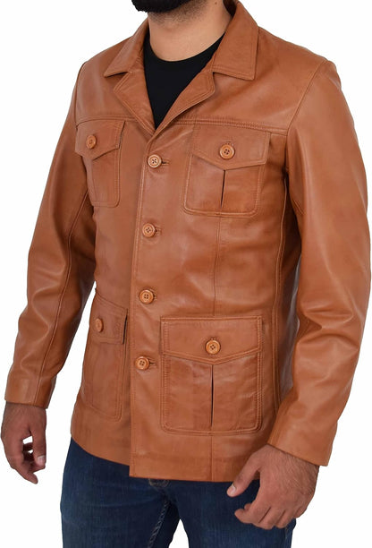 Keeper & Co Whitby Men's Slim-Fit Leather Safari Jacket