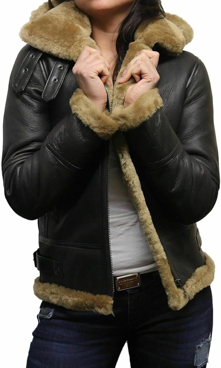 Keeper & Co Bramble Women's Hooded Shearling Bomber Jacket