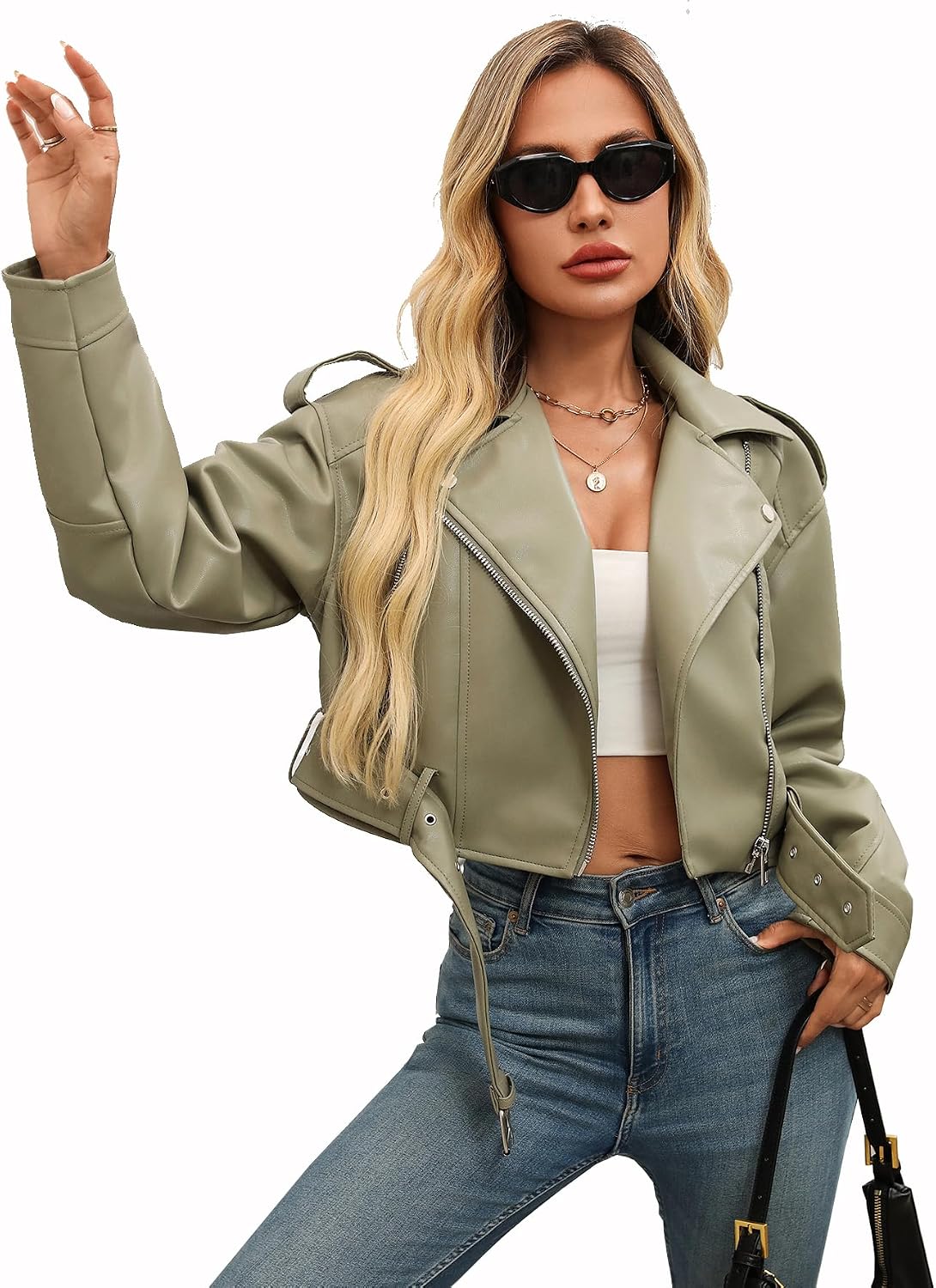 Keeper & Co Gainsborough Women's Cropped Faux Leather Biker Jacket