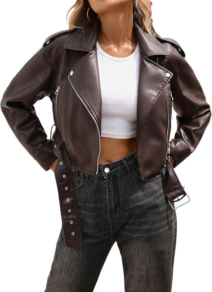 Keeper & Co Gainsborough Women's Cropped Faux Leather Biker Jacket