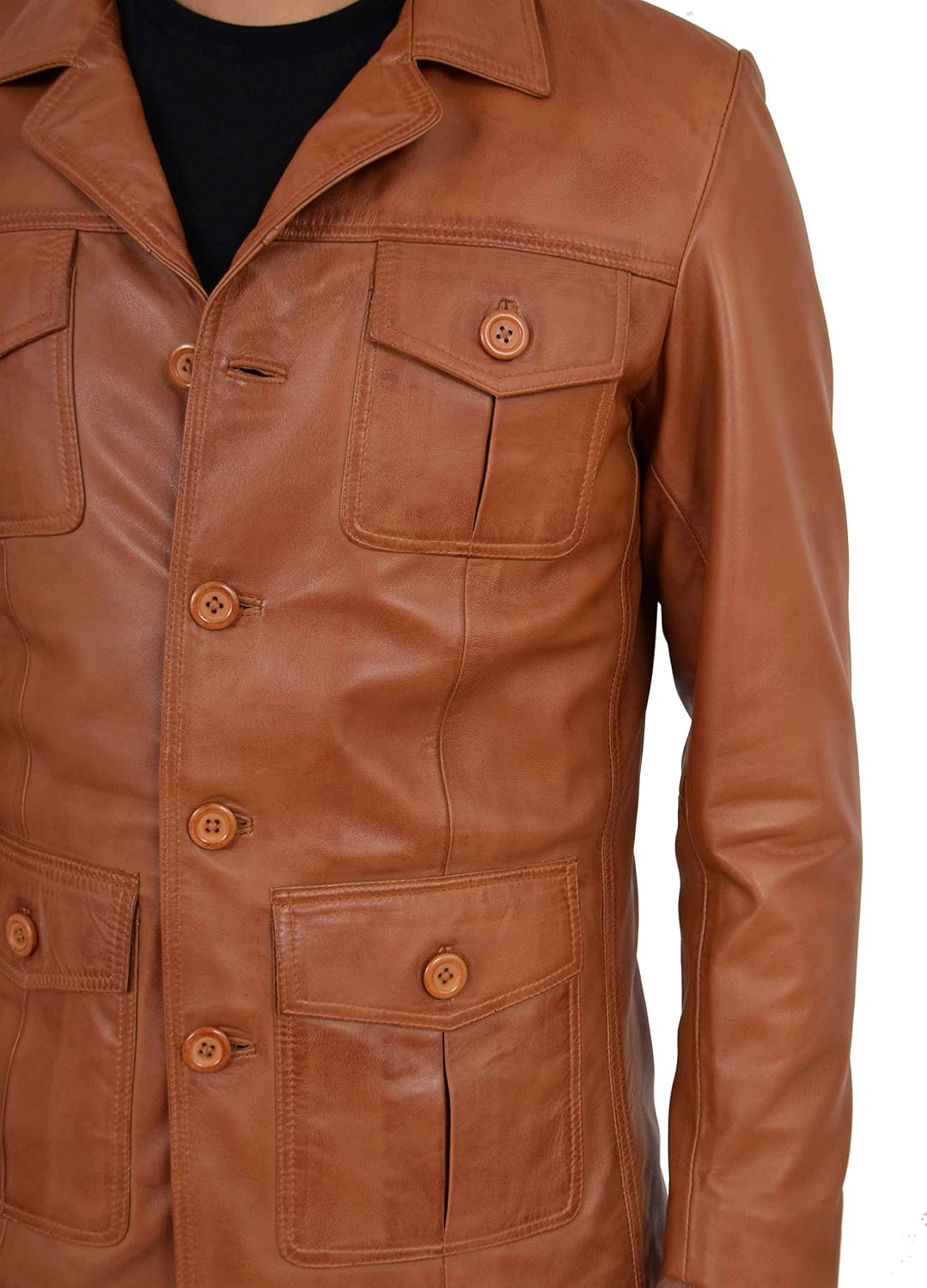 Keeper & Co Whitby Men's Slim-Fit Leather Safari Jacket