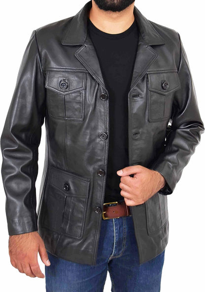 Keeper & Co Whitby Men's Slim-Fit Leather Safari Jacket