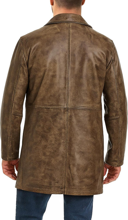 Keeper & Co Hawthorn Men's Genuine Leather Mid-Length Trench Coat