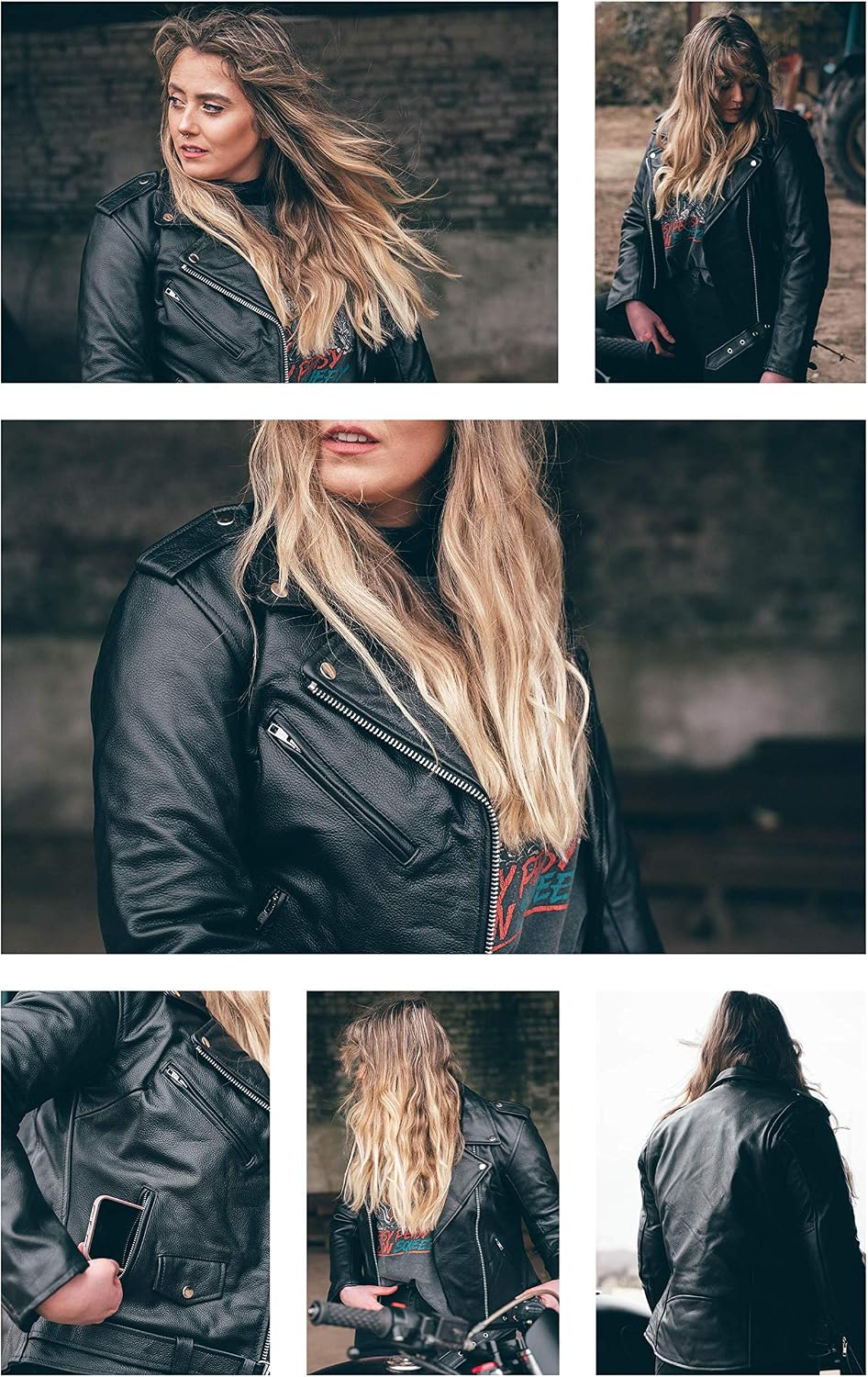 Texpeed Women's Motorcycle Leather Armoured Brando Jacket [AAA] | Black: M