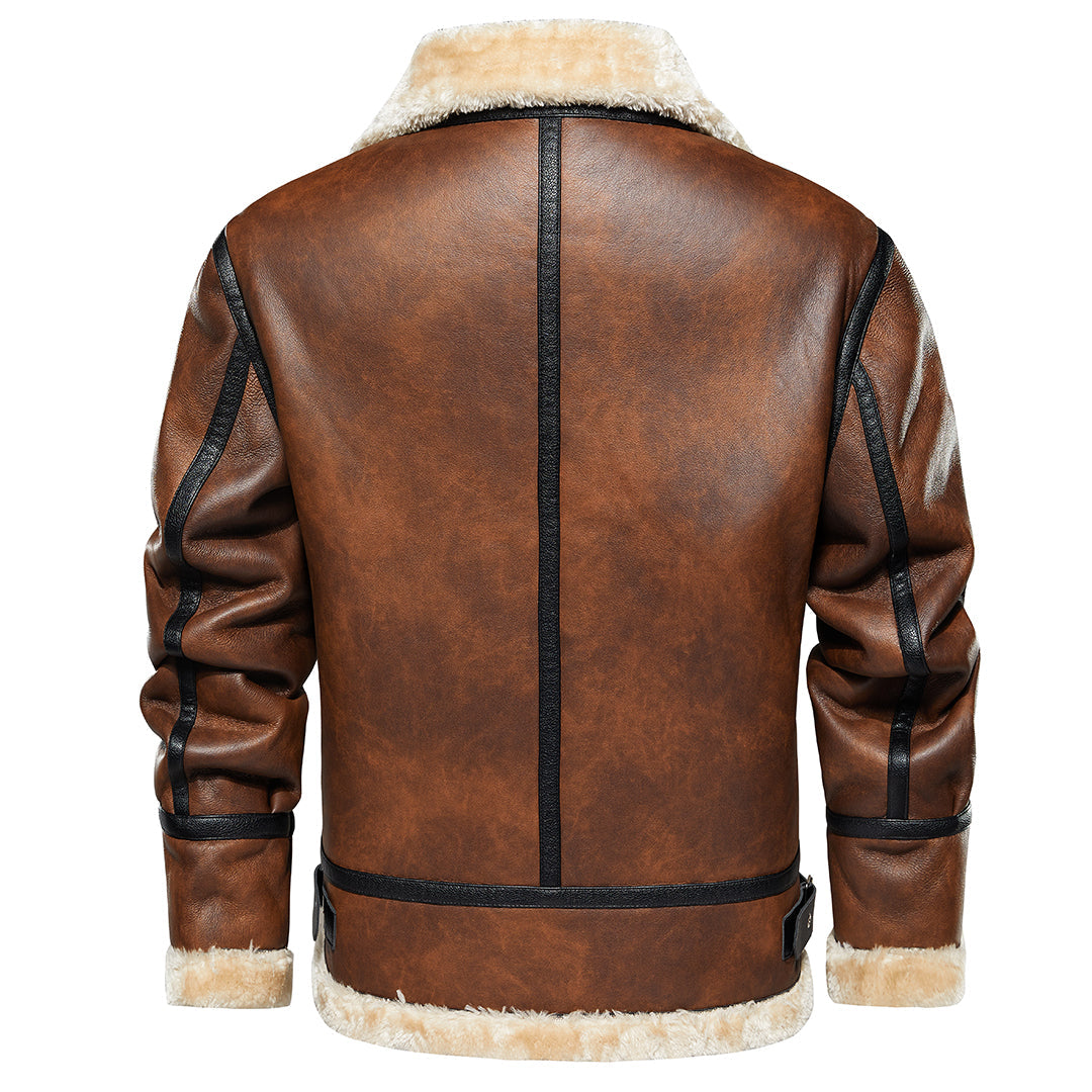The Duke — Sherpa-Lined Faux Leather Jacket