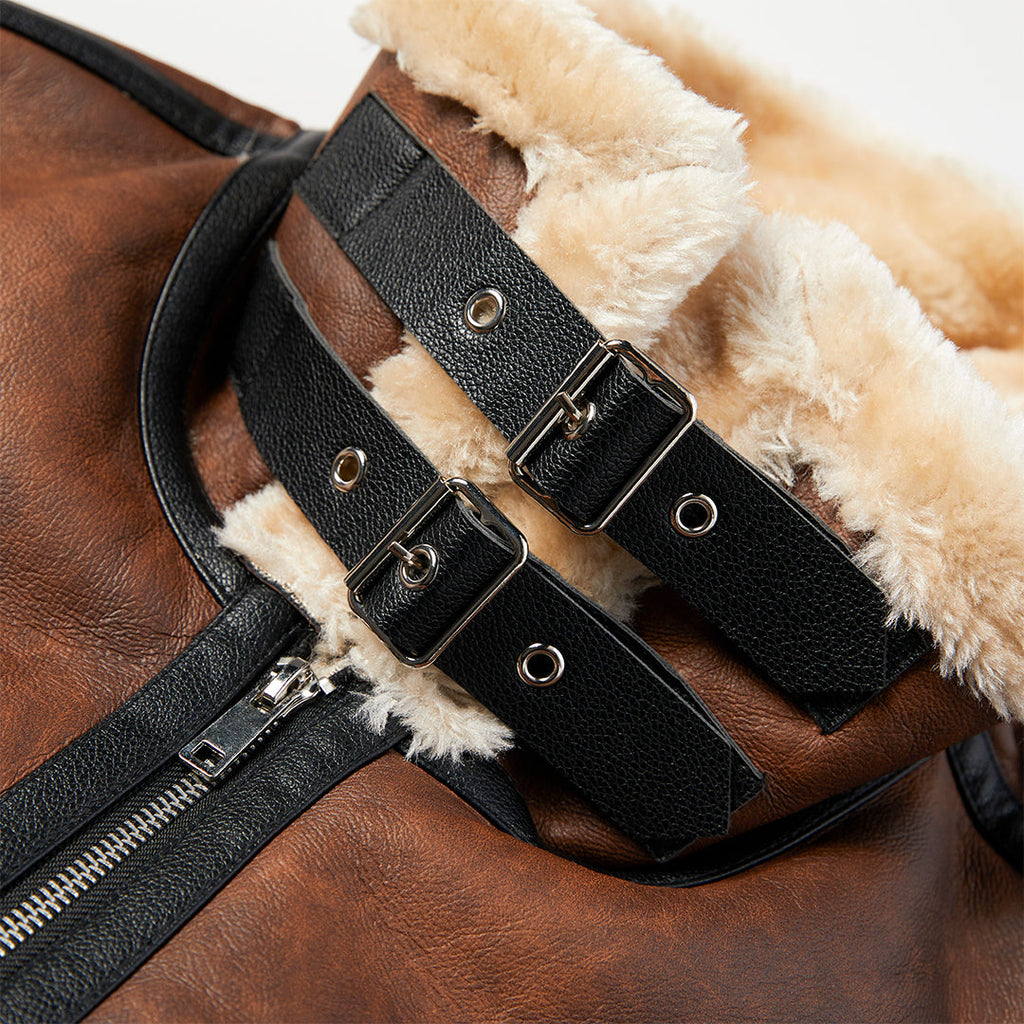 The Duke — Sherpa-Lined Faux Leather Jacket