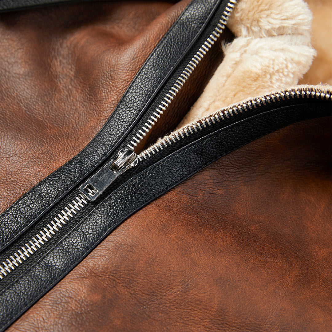 The Duke — Sherpa-Lined Faux Leather Jacket