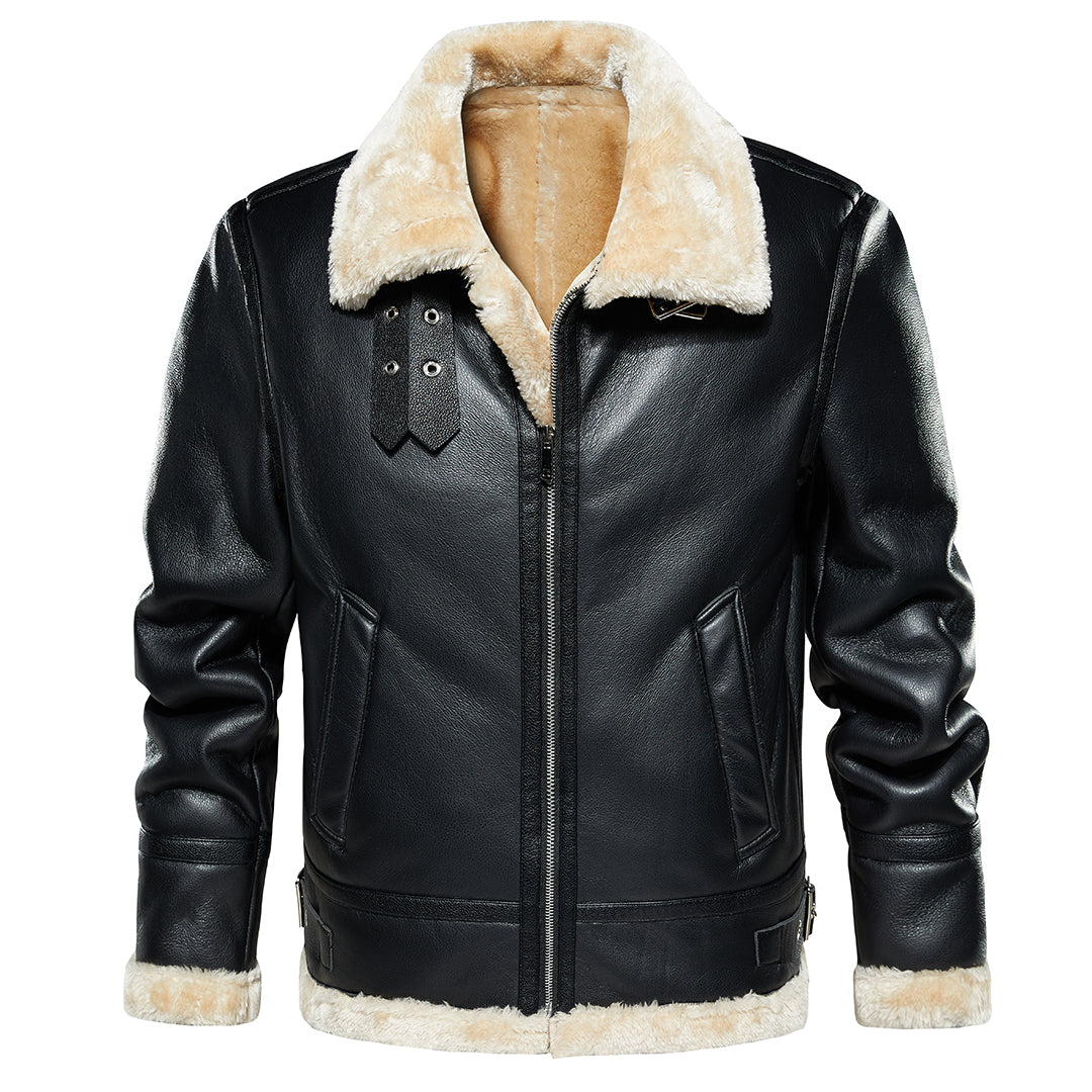 The Duke — Sherpa-Lined Faux Leather Jacket