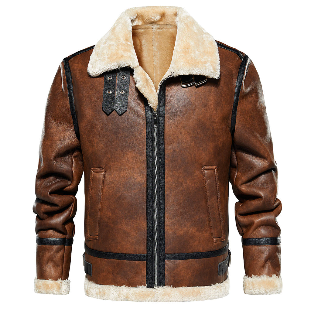 The Duke — Sherpa-Lined Faux Leather Jacket