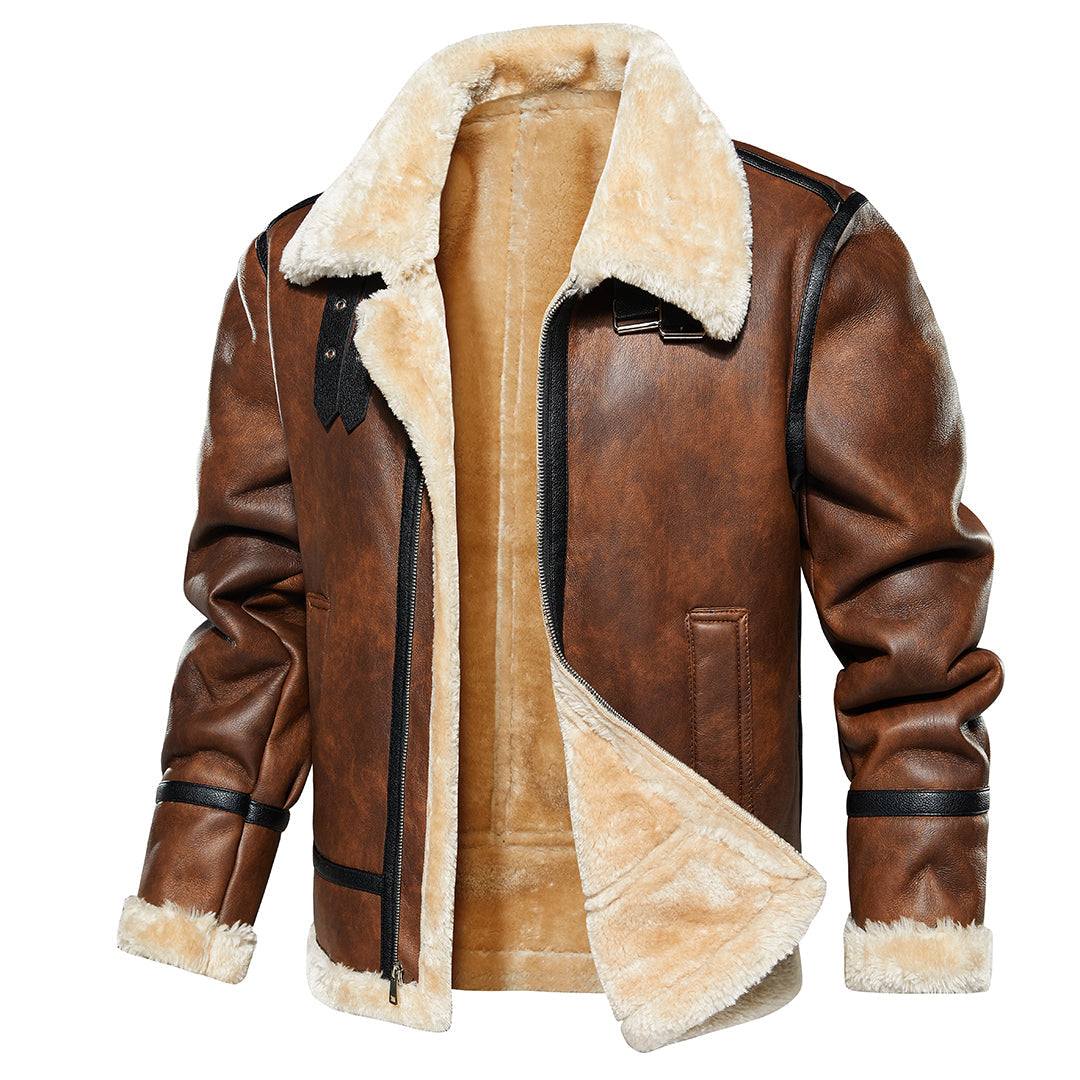 The Duke — Sherpa-Lined Faux Leather Jacket