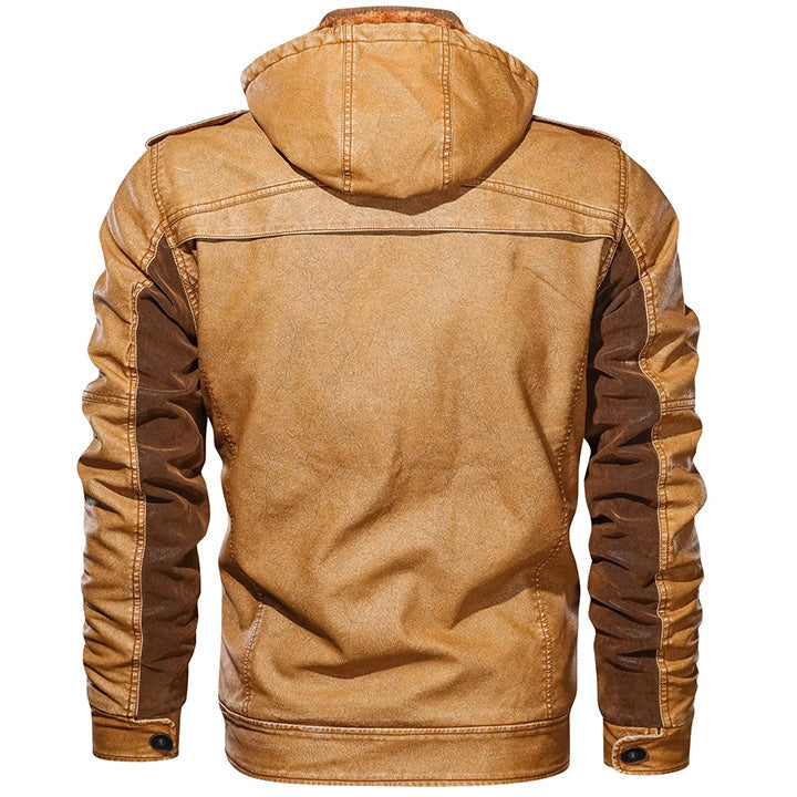 The Titan — Hooded Faux Leather Jacket