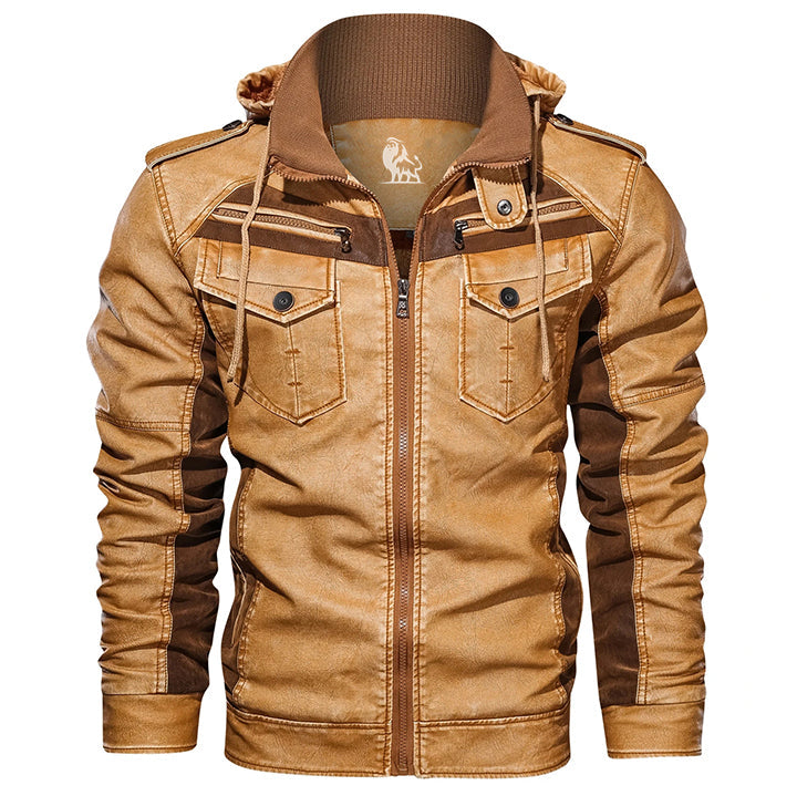 The Titan — Hooded Faux Leather Jacket