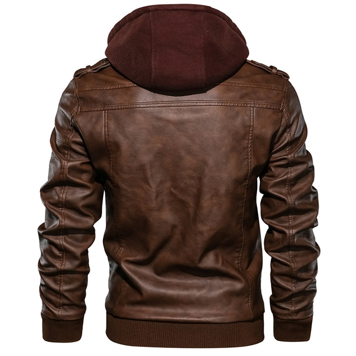 The Salvador — Hooded Faux Leather Jacket