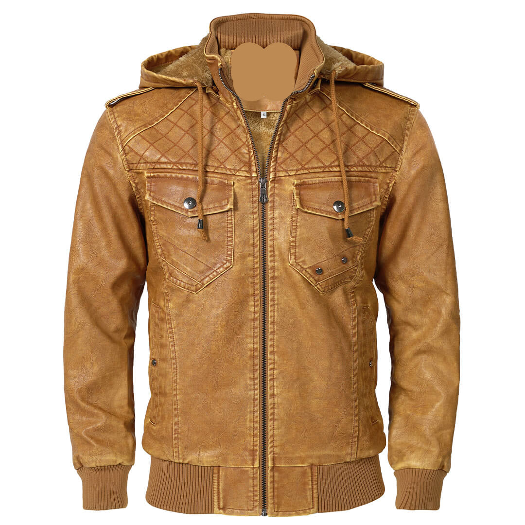 The Windsor — Hooded Faux Leather Jacket