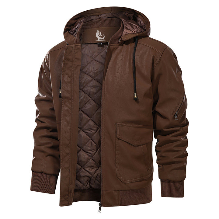 The Marziano — Hooded Faux Leather Jacket