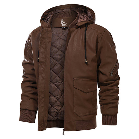 The Marziano — Hooded Faux Leather Jacket